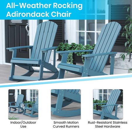 Flash Furniture Sea Foam Poly Resin Adirondack Style Rocking Chair JJ-C14705-SFM-GG